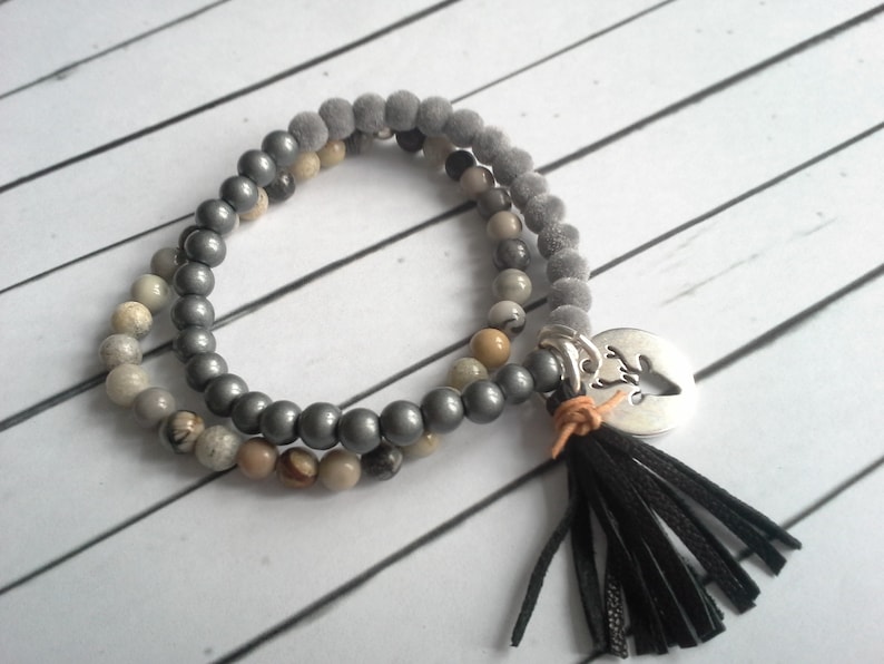 Begging bracelet jade glass beads wooden beads tassel antler deer unique