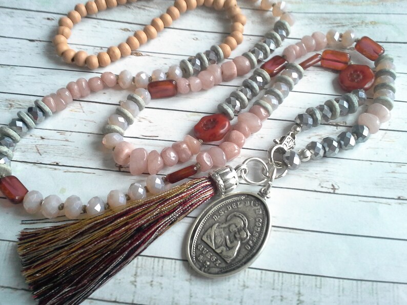 Charm Necklace Jade Glass beads