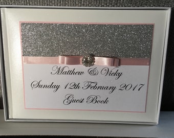 Pagine di glitter matrimonio ospite libro personalizzato avorio Wedding Guest Book 50 personalizzata