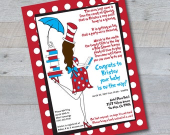 Custom Pregnant Silhouette Baby Shower Invitation Digital File - Children's Books Pregnant Woman mom boy girl baby unisex red library read