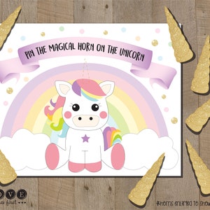 Unicorn Birthday Invitation Prints with Envelopes or Printable rainbow with gold glitter accent, girl girly subway art typographic font image 7