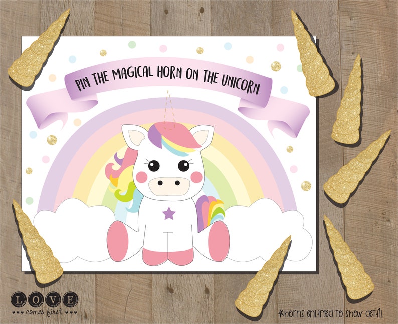 Unicorn Birthday Invitation Prints with Envelopes or Printable rainbow with gold glitter accent, girl girly subway art typographic font image 7