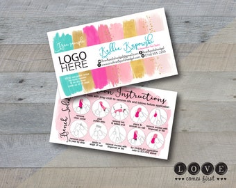 Personalized Business Cards - Color Business Cards - Street Business Card - PRINTED - Teal & Pink Glitter Nail Polish Brushstrokes