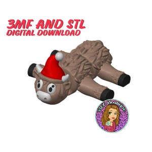 Christmas Highland Cow Flexi .3mf / .STL File for 3D Printing