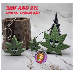 Happy Weed Keychain/Ornament .3mf / .STL File for 3D Printing