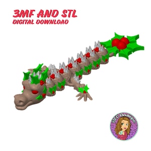 Flexi Mistletoe Icicle Dragon .3mf / .STL File for 3D Printing