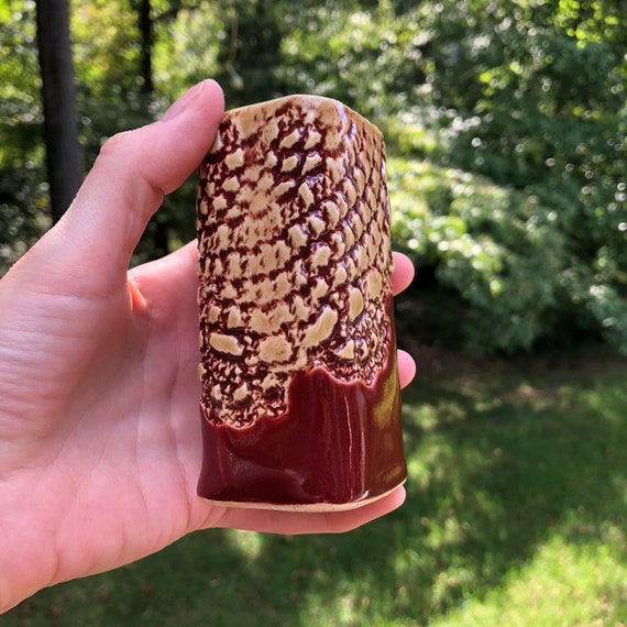 Handmade Square Pottery Bud Vase Red Lace - Etsy