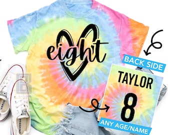 Personalized 8th Birthday Tie-Dyed Shirt