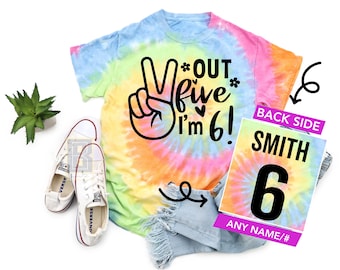 6th birthday Shirt, 6 Year Old Kids Birthday Shirt, Personalized Gifts, Kids Birthday Tie-Dyed T-Shirt, Six Year Old Birthday Shirt Girl