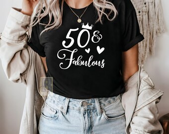 50th Birthday Shirt for Women, 50 and Fabulous Birthday Shirt,  Happy 50 Vintage Limited Edition Tshirt