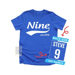9th Birthday TShirt, for Boys, Custom 9th Year Old Birthday Girl Shirt, 9 Year old Birthday Gift, Nine Birthday Gift