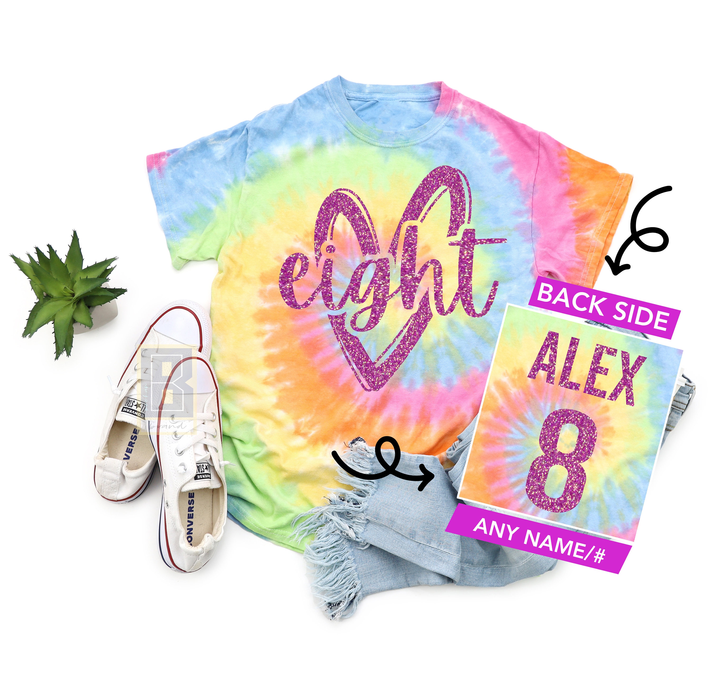 8th Birthday Tie-Dyed Shirt, Personalized Kids T-Shirt
