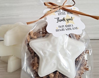 Star Soap, Baby Shower Favors with Custom Tags, Twinkle Twinkle Little Star Theme, Handmade Soap Favor, Nursery Rhyme Favor,  12 Favors