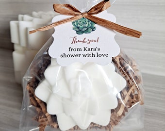 Succulent Soap Favors with Custom Tags, Rustic Handmade Boho Gifts, Baby and Bridal Showers, Weddings, Birthdays, Anniversary, 12 Favors