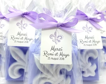 Fleur de lis Soap, France Theme, Paris Baby and Bridal Shower Favors, French Bathroom Decor, Lavender Party Favors, Mardi Gras 9 Favors