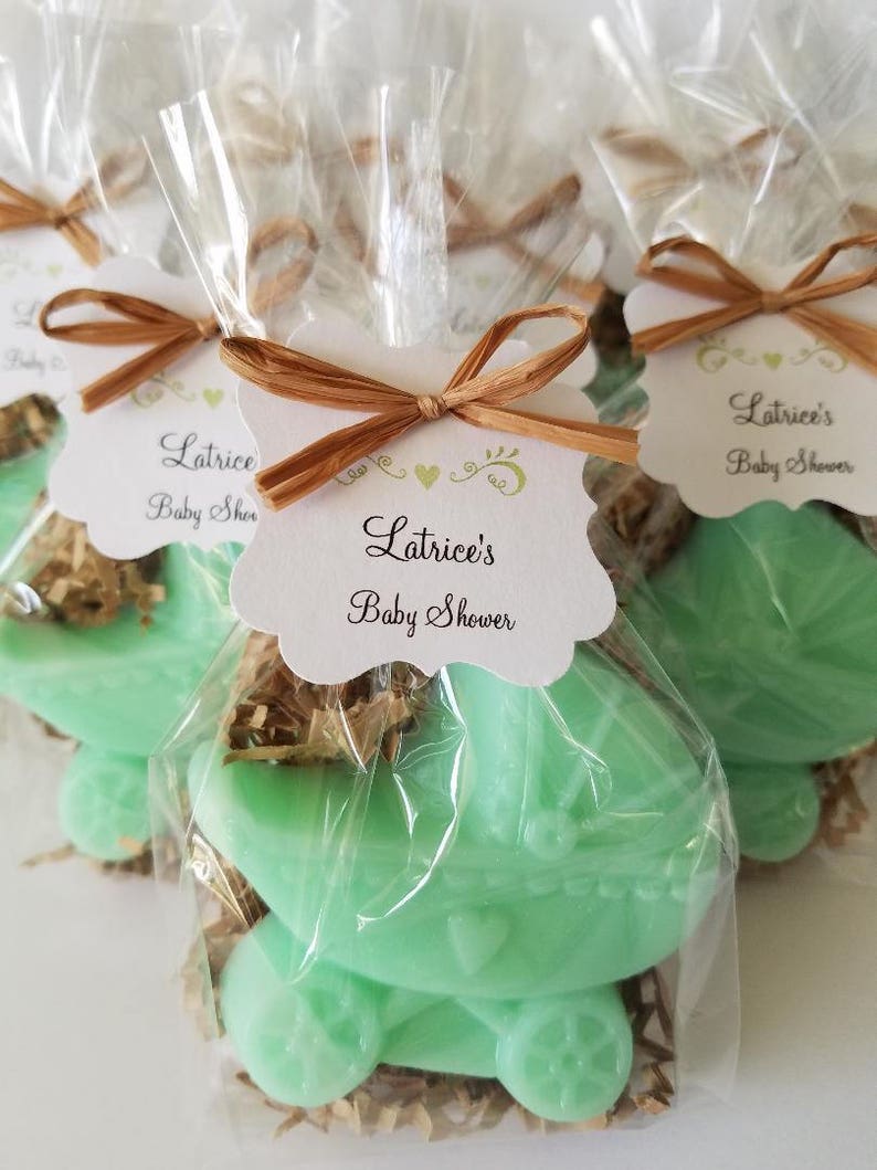 Handmade Soap Favor Rustic Baby Shower Baby StrollerCarriage Soap 12 Favors Baby Sprinkle Baby Shower Favors with Custom Tags