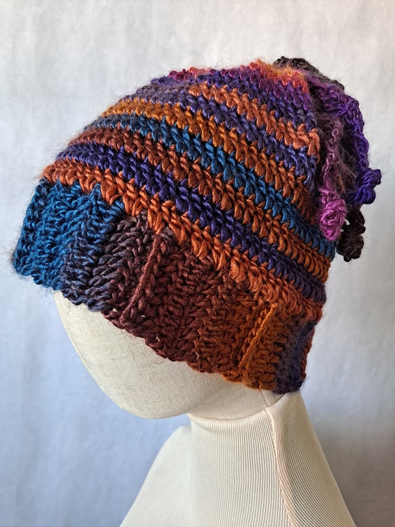 Striped Crochet Hat With Tassels in Your Choice Multicolor  display picture 3
