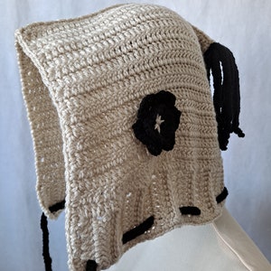 Crochet Hooded Hat with Tassels in your choice of Colors with Crochet Flower