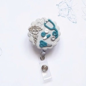 nurse badge holder, nursing assistant in fimo