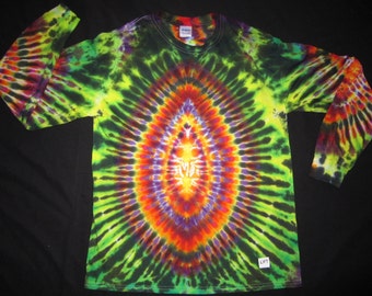 Custom Psychedelic Turtle Egg w/Spine on Back, Long Sleeve Tie Dye T-shirt