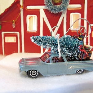Christmas Tree Ornament-1960 Chevrolet El Camino with Miniature Tree-Collector&#39;s Item-Gift for Him-Christmas Gift-Die Cast Car