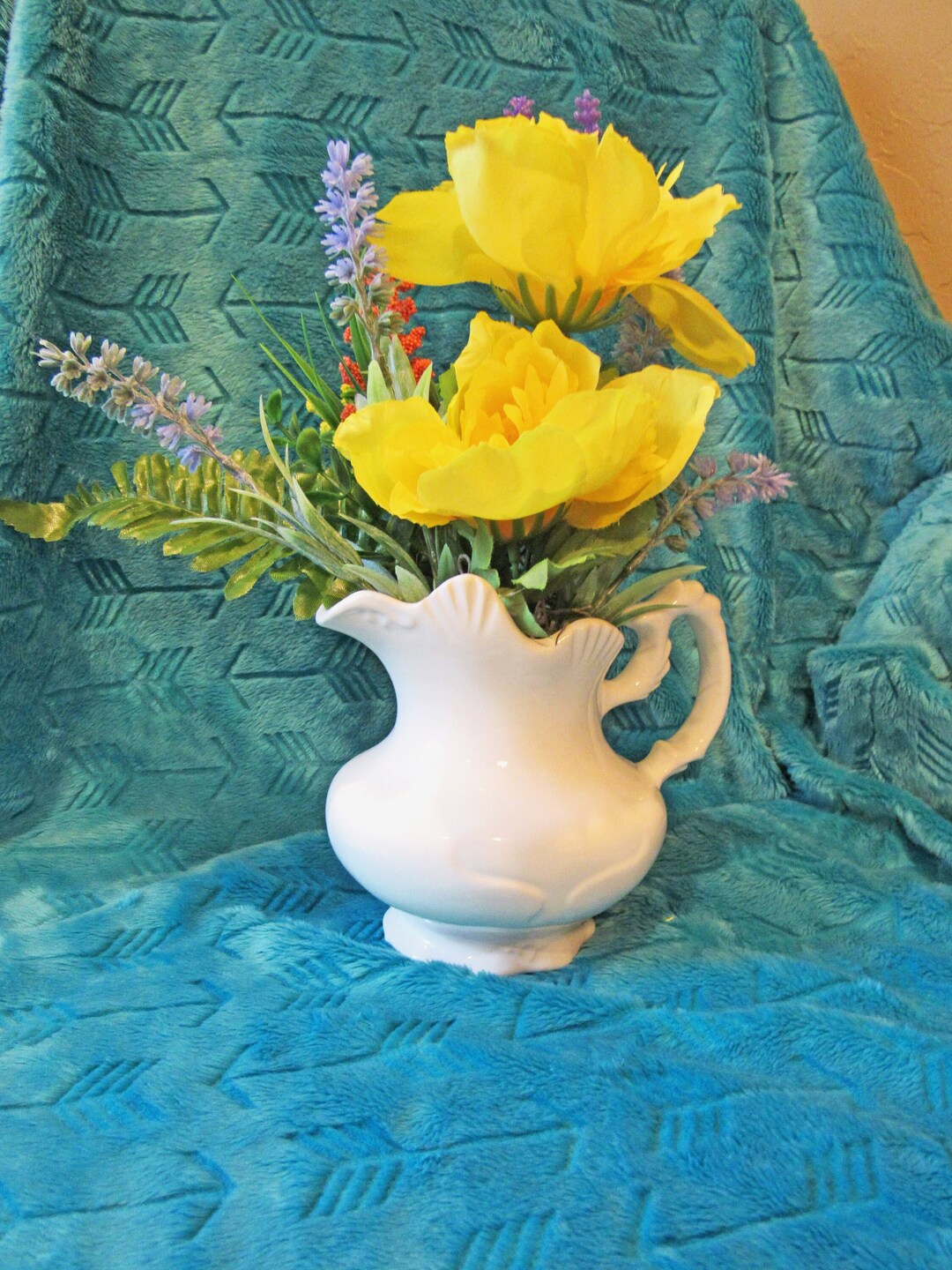Floral Arrangement-vintage Style Pitcher-flowers-spring Flowers-gift ...