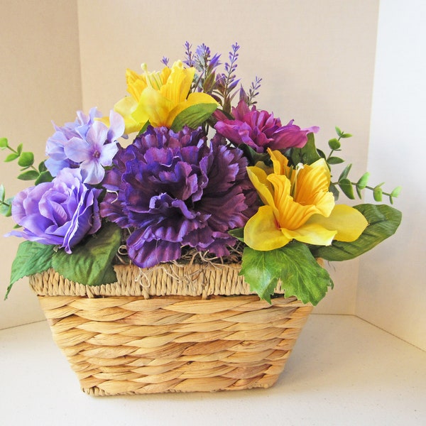 Silk Flower Basket Etsy