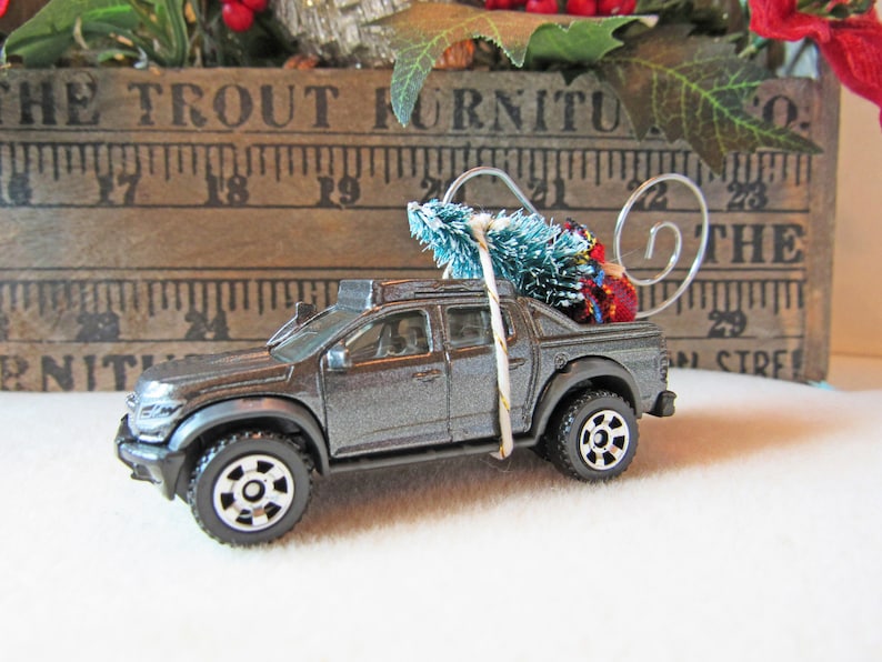 Christmas Tree Ornament-Die Cast Car-2016 Chevy Colorado Truck with Miniature Tree-Collector/'s Item-Gift for Him-Christmas Gift