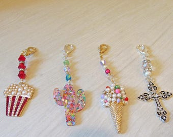Purse Charms-Zipper Pull-Zipper Bling-Clip on Charm-Backpack Pull-Purse Charm-Journal Charm-Gift For Her