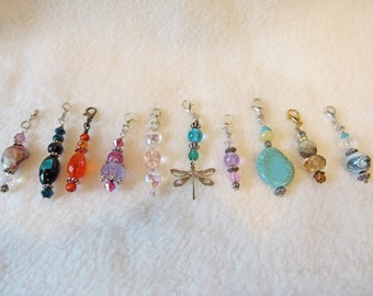 Beaded Zipper Pull-Zipper Bling-Clip on Charm-Backpack Pull-Purse Charm-Journal Charm-Gift For Her