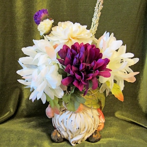 Ceramic Gnome Vase-Floral Arrangement-Spring Flowers-Gift for Her-Birthday Gift-Housewarming-Co-Worker Gift-Teacher Gift