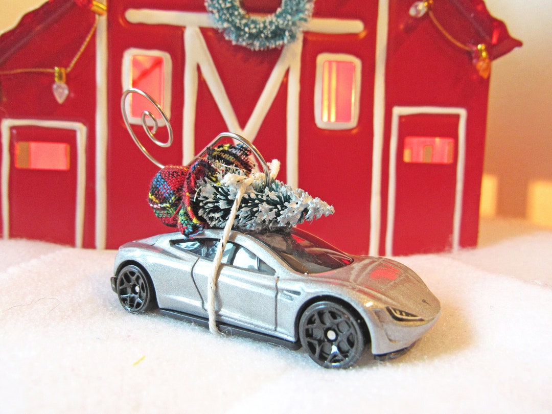 Christmas Tree Ornamenttesla Roadster With Miniature Treecollector's
