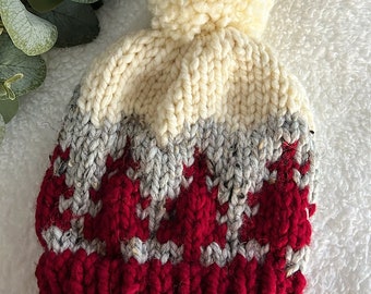 The Mountaineer Hat // Fair Isle Knit Hat //Christmas Tree Hat // Knitted Winter Beanie