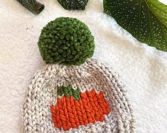 Fall Hat // Baby Winter Hat//  Chunky Knit // Unisex Hat // Holiday Hat // Pumpkin Hat