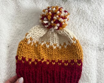 Kansas City Hat //Chief Hat// Winter Football Kansas Hat // Football Knit Hat // Beanie Winter Hat //Women Hat // Chief’s Hat // Beanie