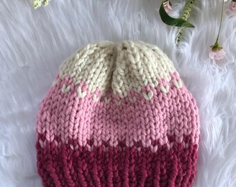 Valentine Hat // Pink Color // Knit Hat // Love Hat