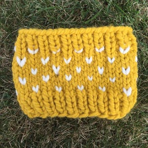 Ready To Ship! SALE - Chunky Knit Heart Wool Headband / Ear Warmer / Knitted Head Band / Fair Isle
