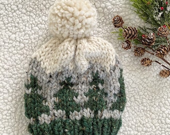 The Mountaineer Hat // Fair Isle Knit Hat //Christmas Tree Hat // Knitted Winter Beanie
