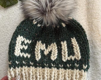 Knit Pompom Beanie // College Team Spirit //EMU