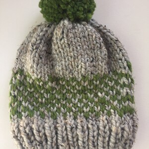 Chunky Knit Hat // Hats for Winter // Slouchy Hat // fair isle knit Hats // Pom Pom Hat // Green Beanie
