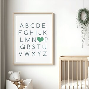 ABC Printable Nursery Art,  print your own, instant download, ABC print , abc&#39;s , for baby boy&#39;s room, playroom art, I love you print
