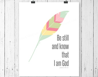 Be Still and Know, Nursery Wall Art Print (Digital Download)