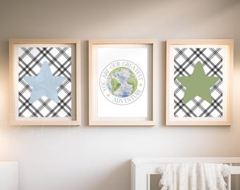 Boy Nursery Art Prints, Adventure Theme Decor (Digital Download)