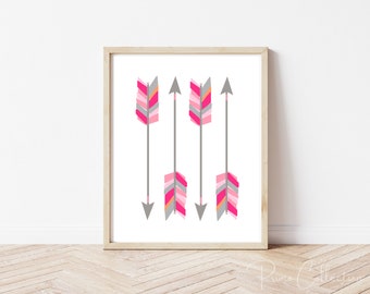 Boho Pink Arrows Nursery Print, Girl Room Decor (Digital Download)
