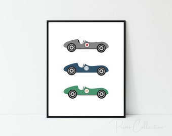 Vintage Race Car Nursery Print, Retro Boys Room Art (Digital Download)