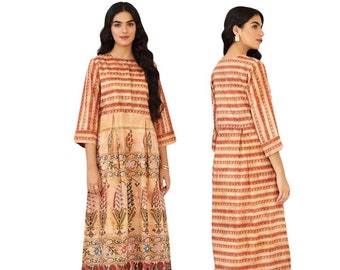 Handcrafted embroidered & printed kalamkari garden kurti kurta tunic modest dress size S/M