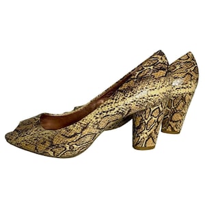 BCBGeneratrion faux snakeskin Toya Peep Toe Heels women size