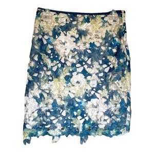 Max Studio floral lace  tie dye pencil mini skirt size 2