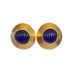 Anne Klein Couture very rare blue maximalist statement vintage 1980s earrings