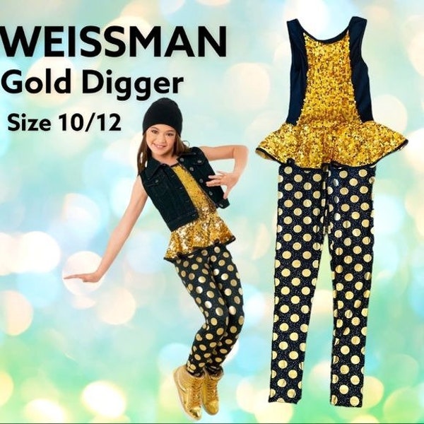 Weissman Gold digger hip hop jazz dance performance leotardo disfraz talla 10/12